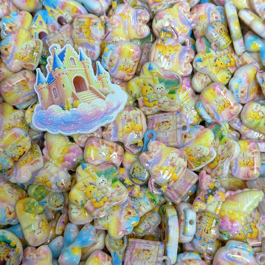 Acrylic beads-Little Bunny, Little Bear & Castle(for phone chains, beadable pens, keychains)