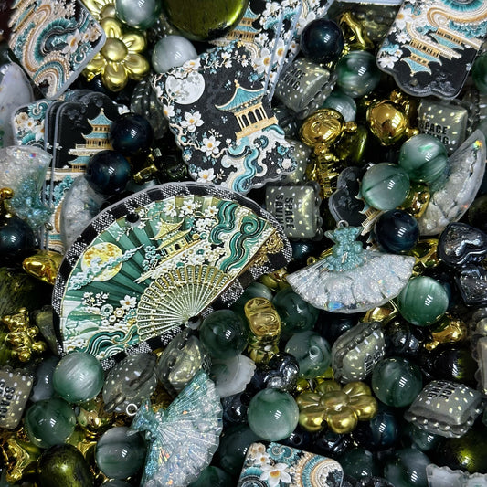 Acrylic beads-Moonlit Jade Garden(for phone chains, beadable pens, keychains)