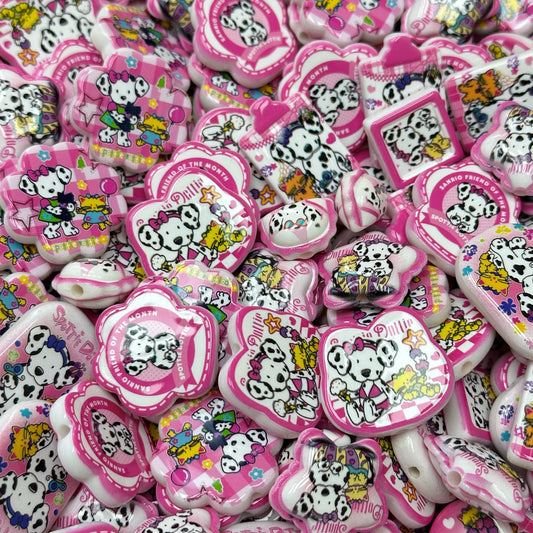 Acrylic beads –  Dalmatian Puppy for beadable pens, keychains, phone chains