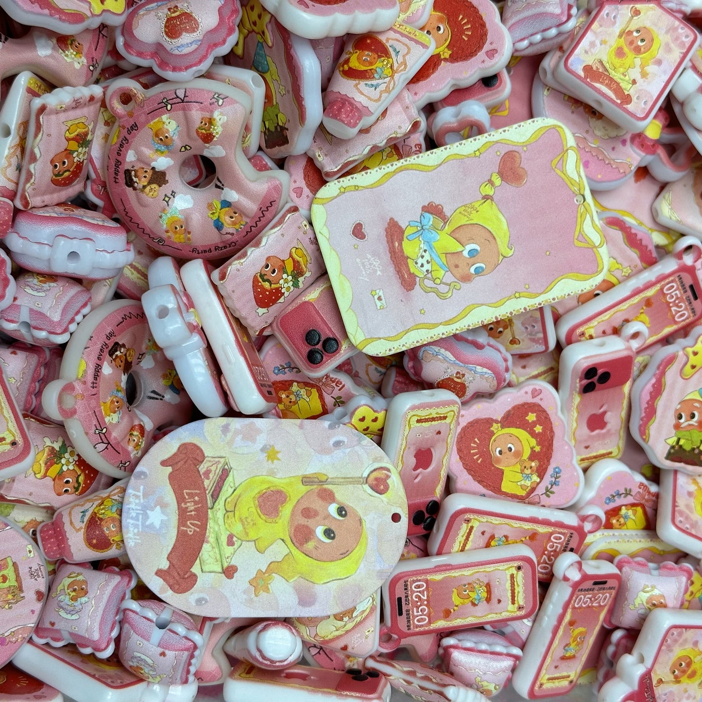 Acrylic beads – Pink Twinkle Star for beadable pens, keychains, phone chains