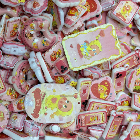 Acrylic beads – Pink Twinkle Star for beadable pens, keychains, phone chains