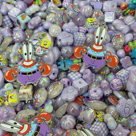 Acrylic beads-Purple Mr. Krabs(for phone chains, beadable pens, keychains)