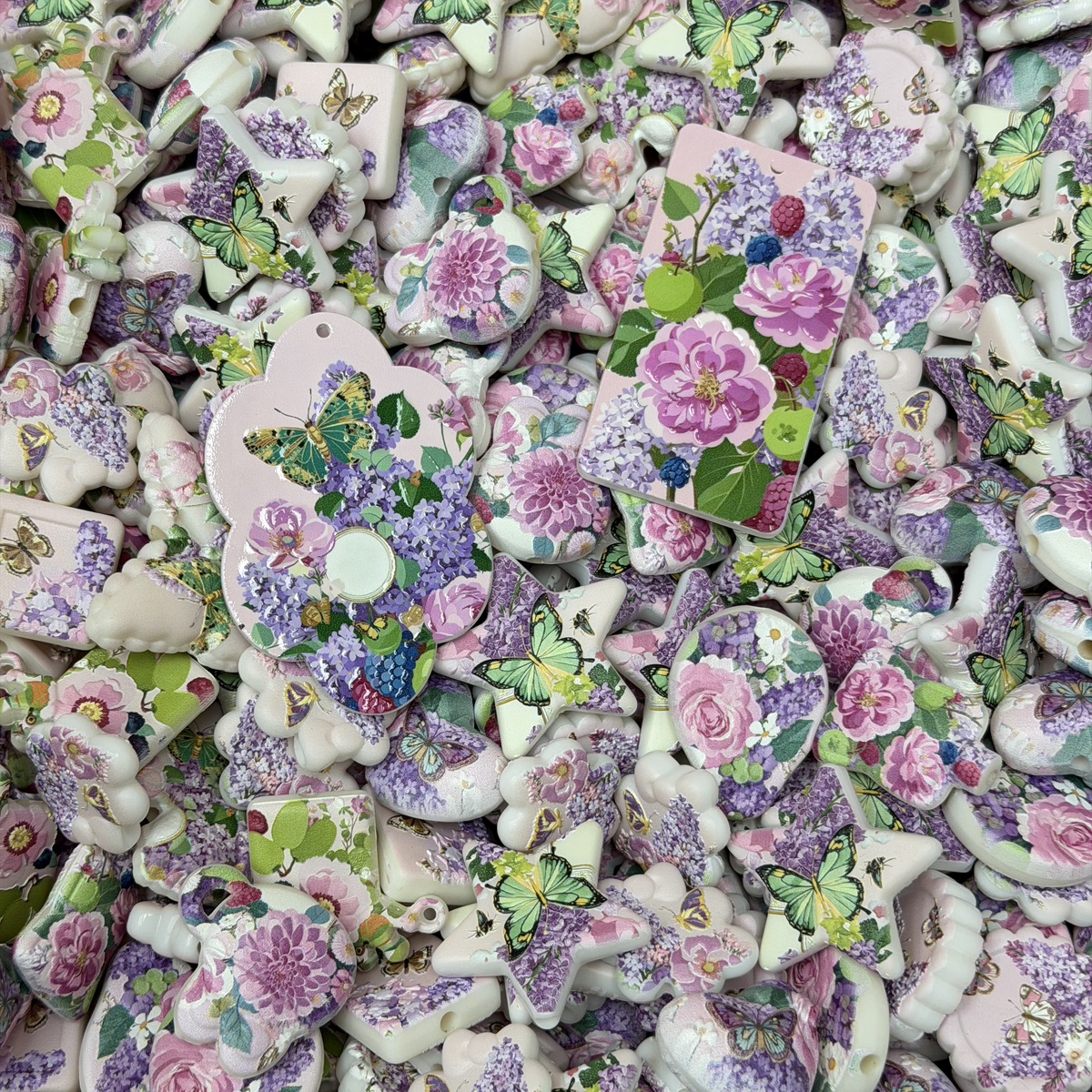 Acrylic beads-Purple Butterfly Garden(for phone chains, beadable pens, keychains)