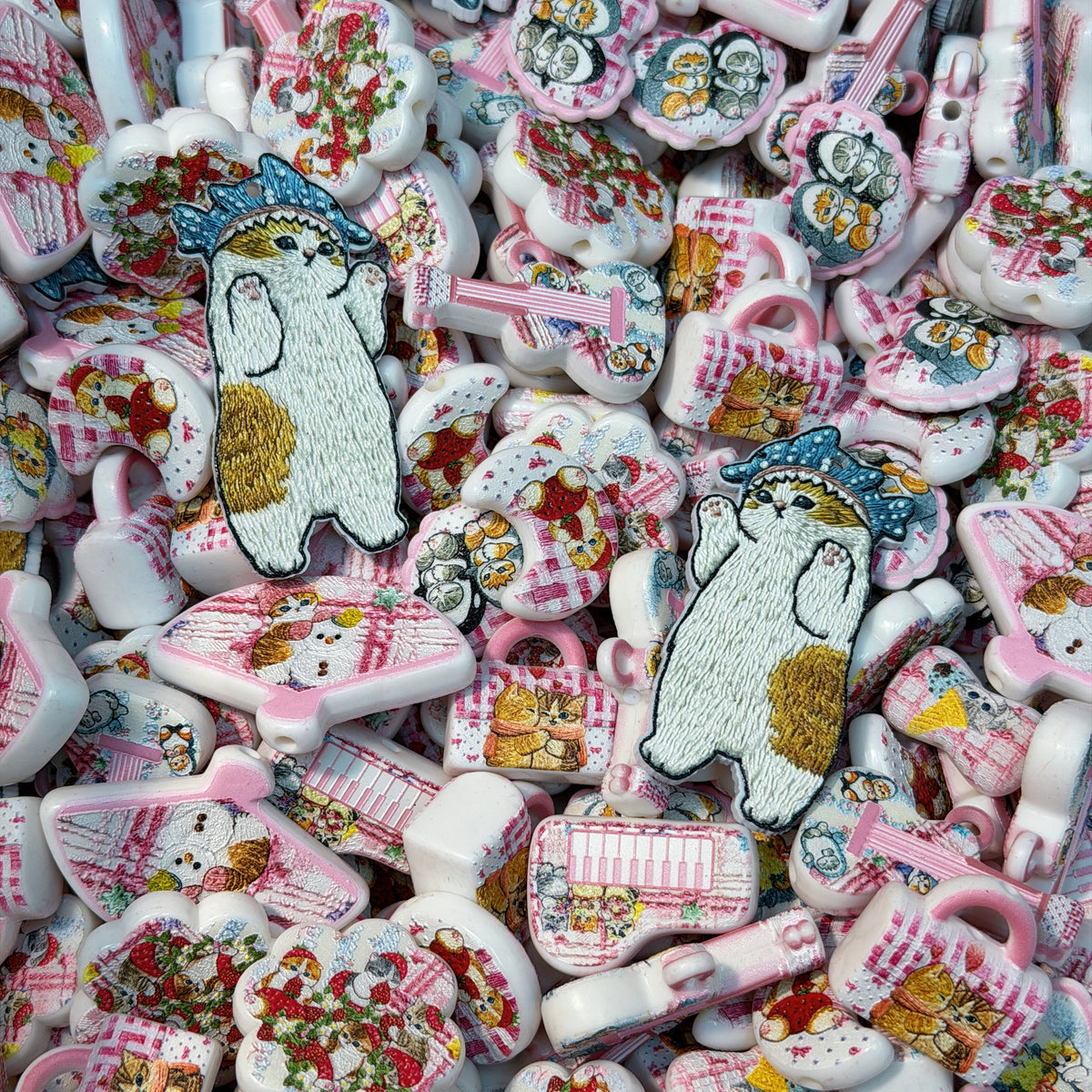 Acrylic beads-Orange Cat(for phone chains, beadable pens, keychains)