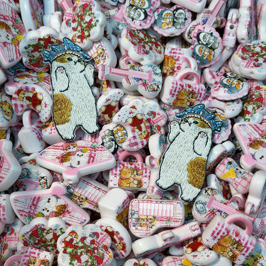 Acrylic beads-Orange Cat(for phone chains, beadable pens, keychains)