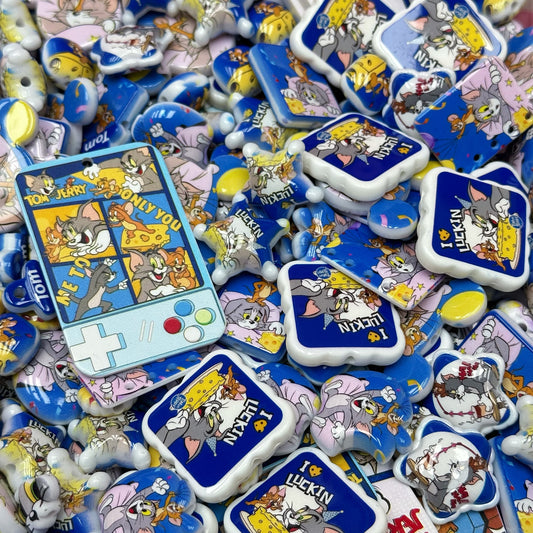 Acrylic beads – Tom & Jerry for beadable pens, keychains, phone chains