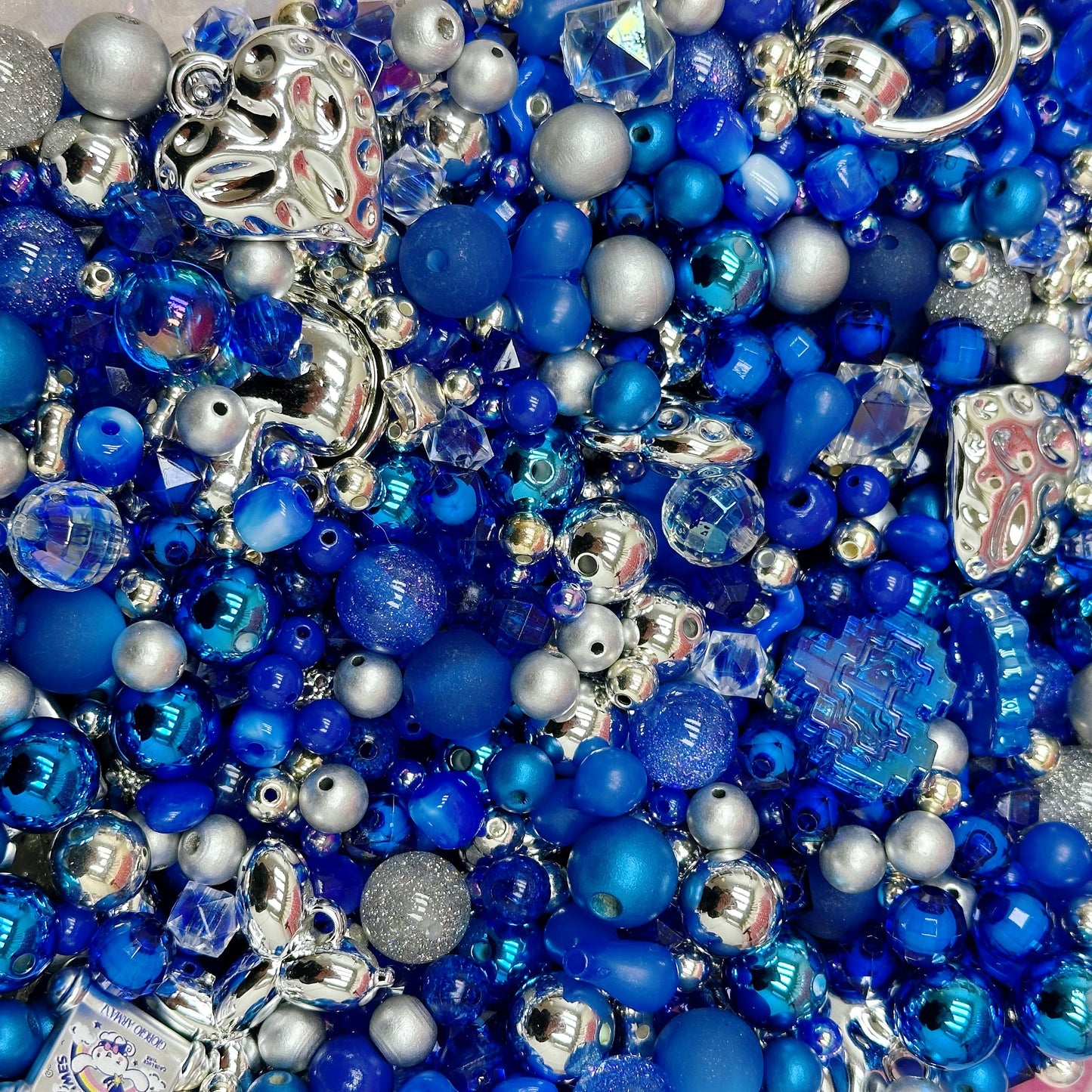 Acrylic beads – Silvered Blue Sky for beadable pens, keychains, phone chains
