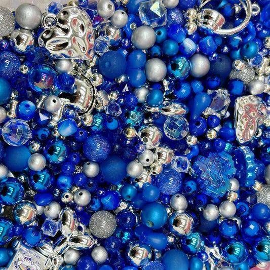 Acrylic beads – Silvered Blue Sky for beadable pens, keychains, phone chains