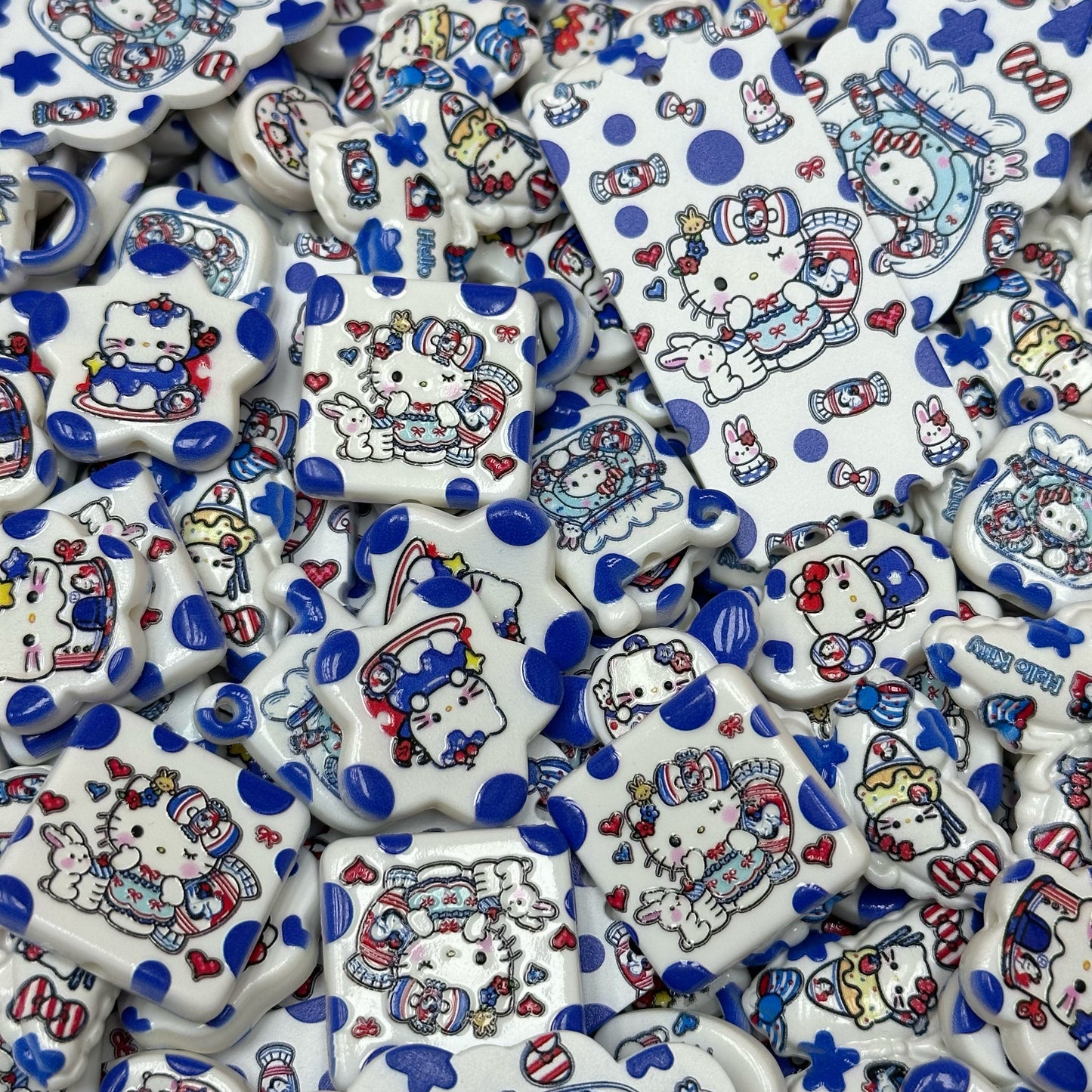 Acrylic beads-Blue Dot HK(for phone chains, beadable pens, keychains)