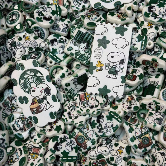 (BOGO)Acrylic beads-Green Snoopy(for phone chains, beadable pens, keychains)