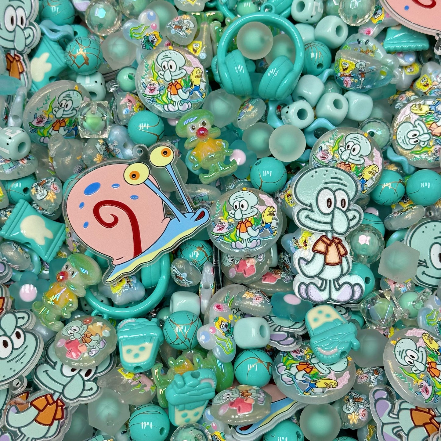 Acrylic beads-Tiffany Blue Squidward(for phone chains, beadable pens, keychains)