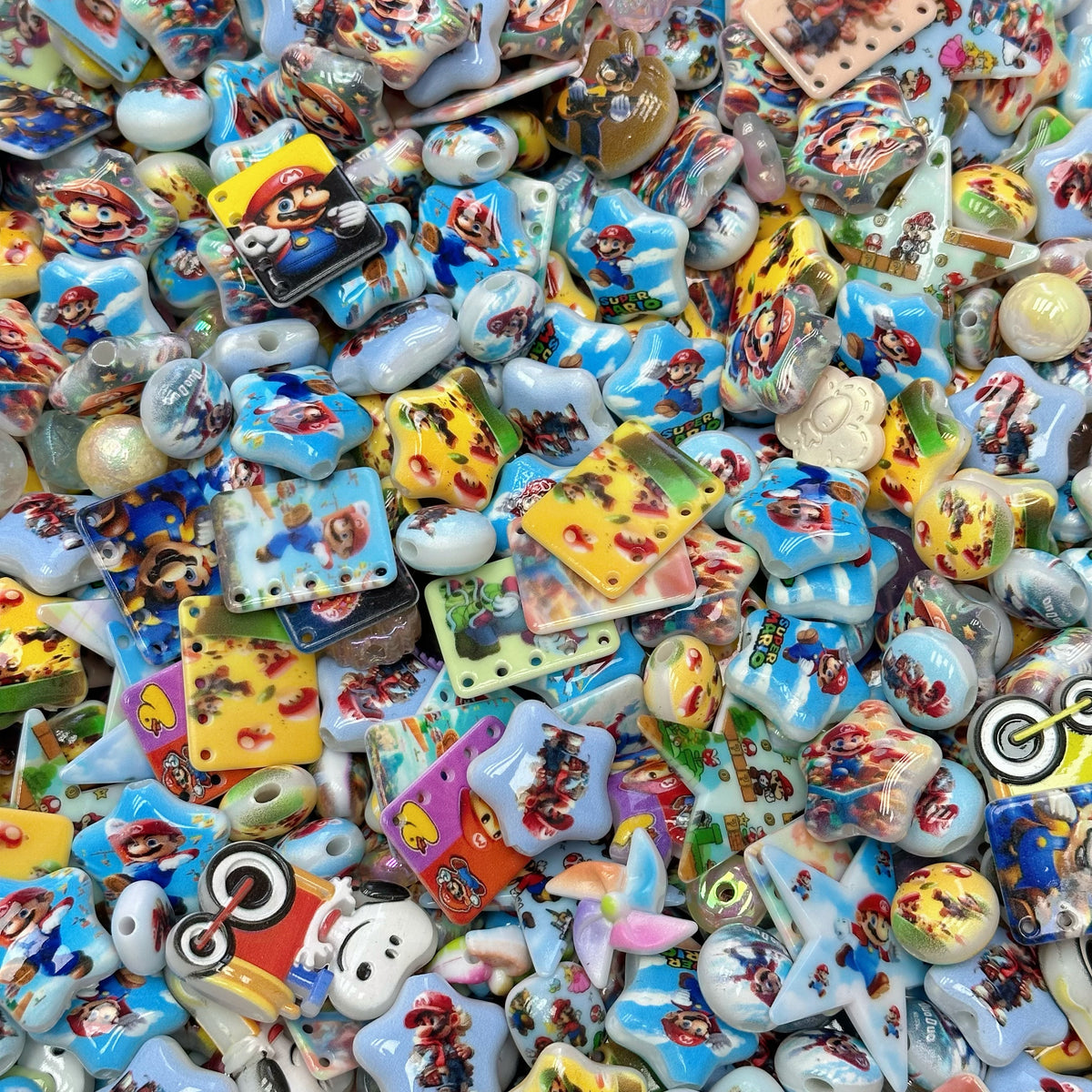 Acrylic beads-Mario(for phone chains, beadable pens, keychains)