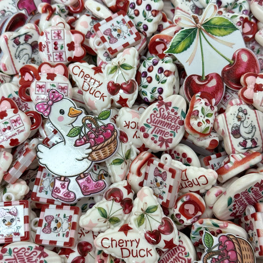 Acrylic beads-Cherry Duck(for phone chains, beadable pens, keychains)