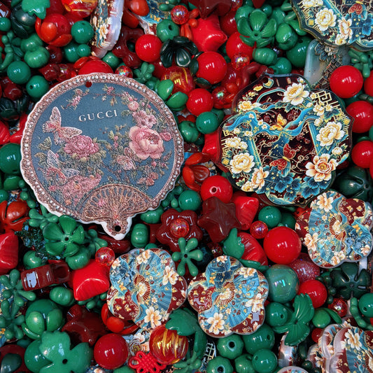 (BOGO) Acrylic beads-Red & Green(for phone chains, beadable pens, keychains)