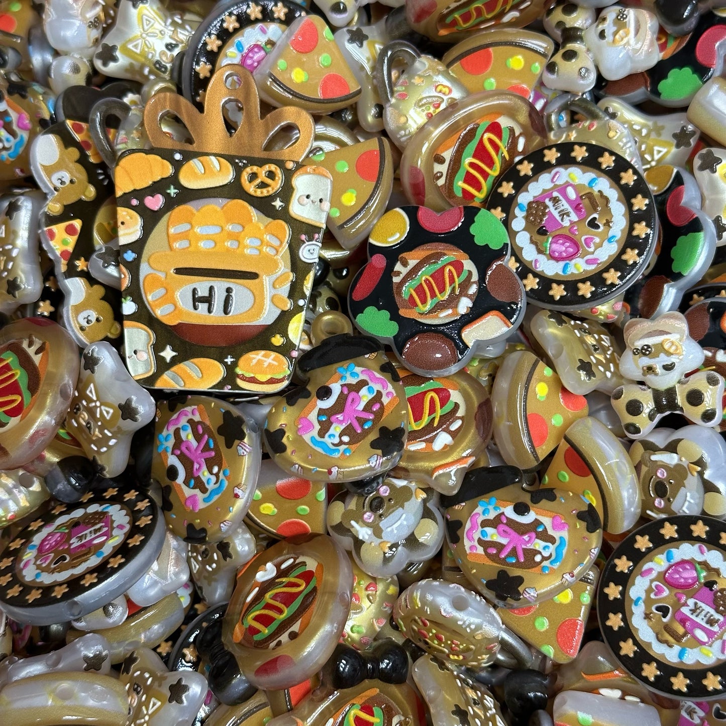 Acrylic beads –  Hamburger Bear for beadable pens, keychains, phone chains