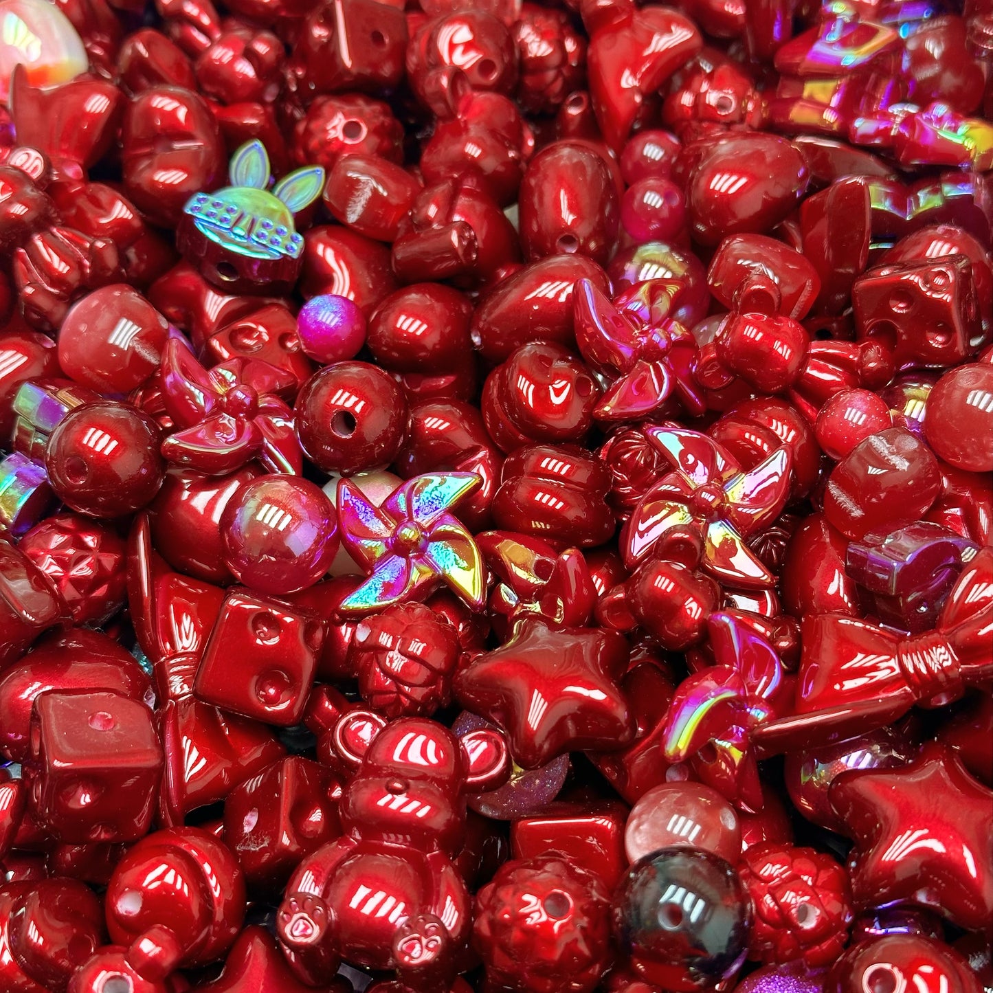 Acrylic beads – Cinnabar Red for beadable pens, keychains, phone chains