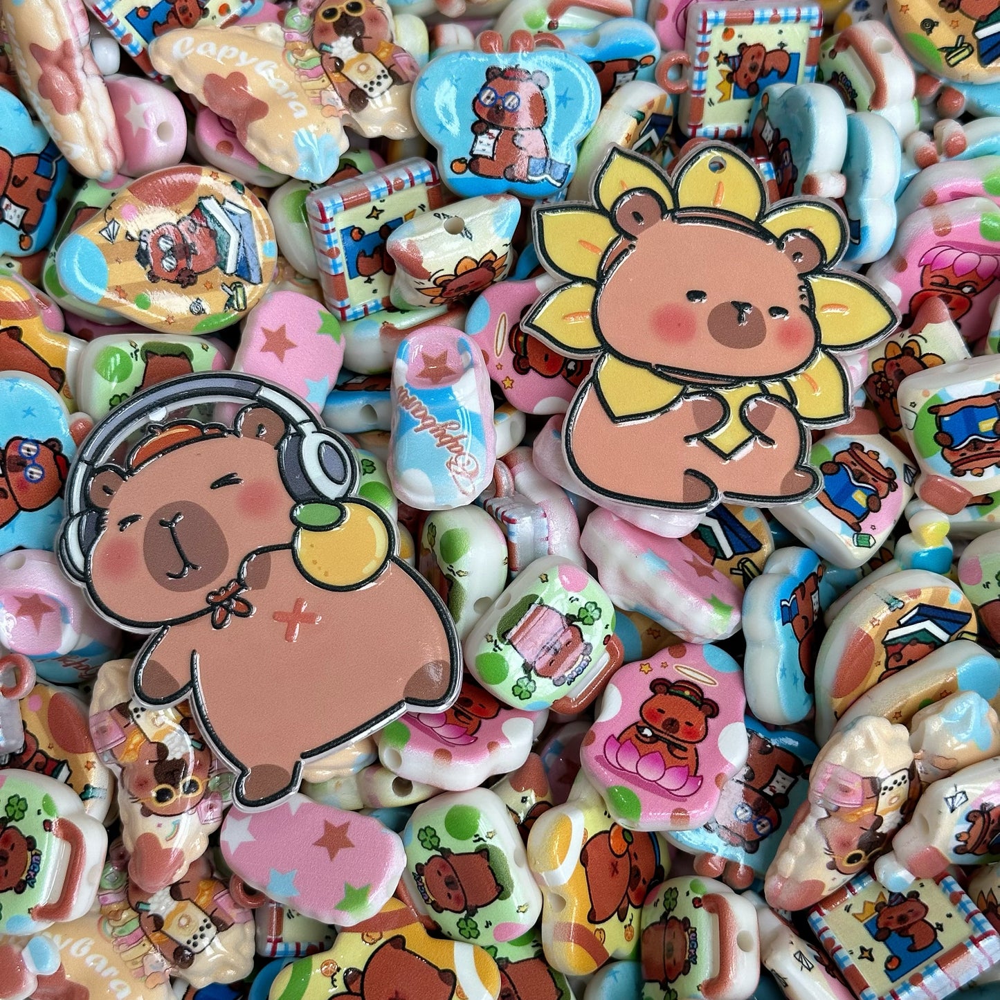 Acrylic beads-Capybara (for phone chains, beadable pens, keychains)