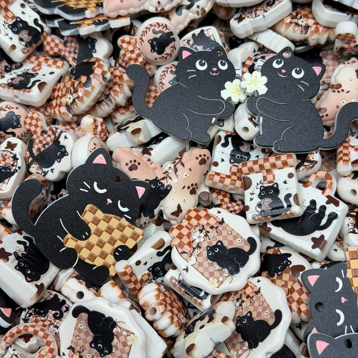 Acrylic beads-Little Black Cat(for phone chains, beadable pens, keychains)