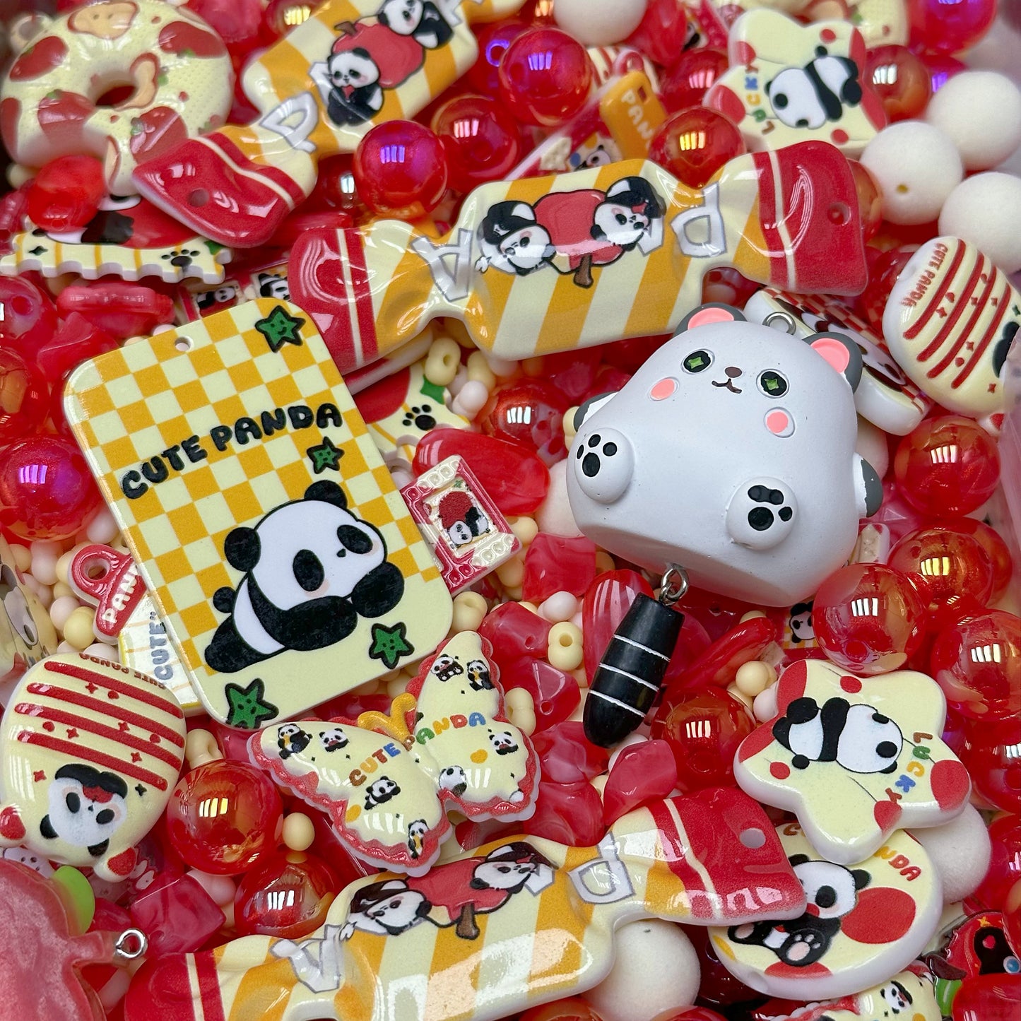 Acrylic beads – Panda for beadable pens, keychains, phone chains