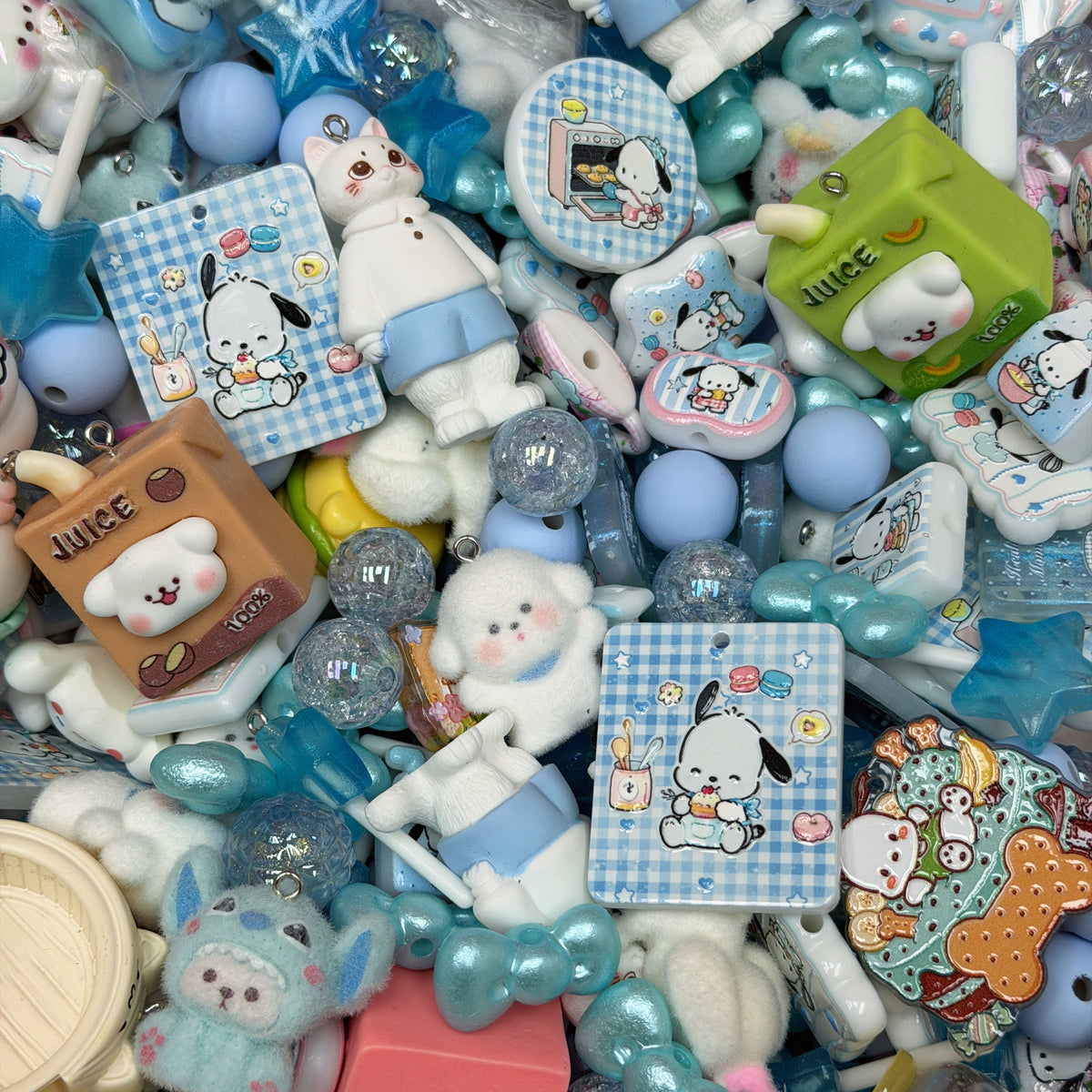 Acrylic beads-Blue Pochacco(for phone chains, beadable pens, keychains)