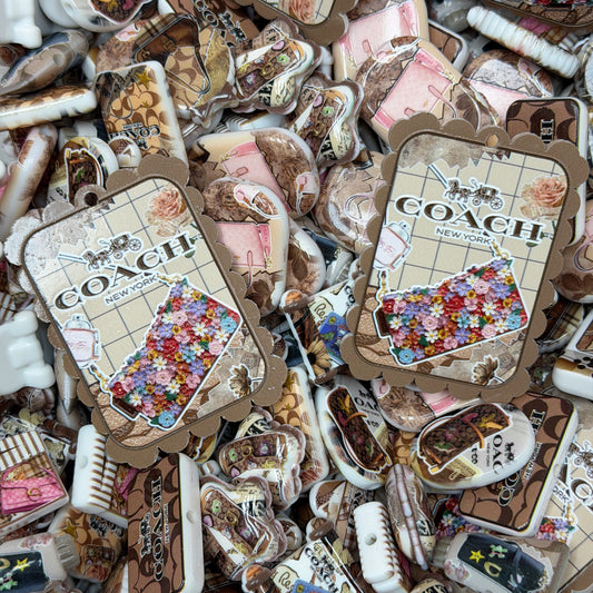 Acrylic beads-Brown COACH-Inspired(for phone chains, beadable pens, keychains)