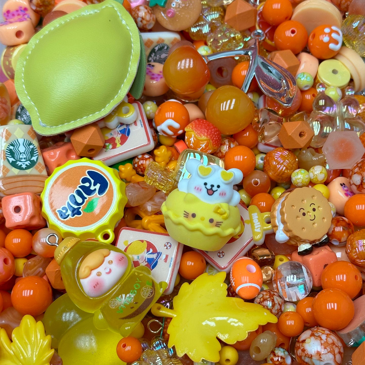 Acrylic beads – Sunny Orange Picnic for beadable pens, keychains, phone chains