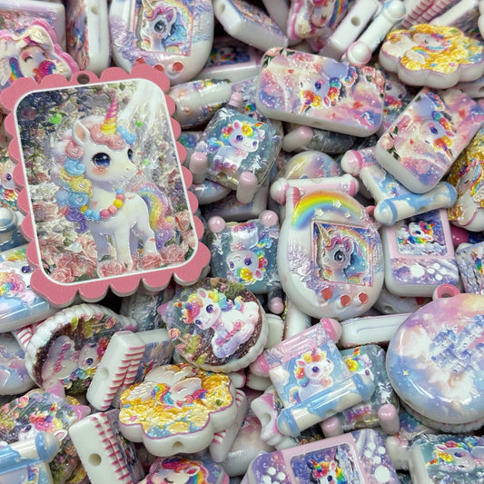 Acrylic beads –  Unicorn for beadable pens, keychains, phone chains
