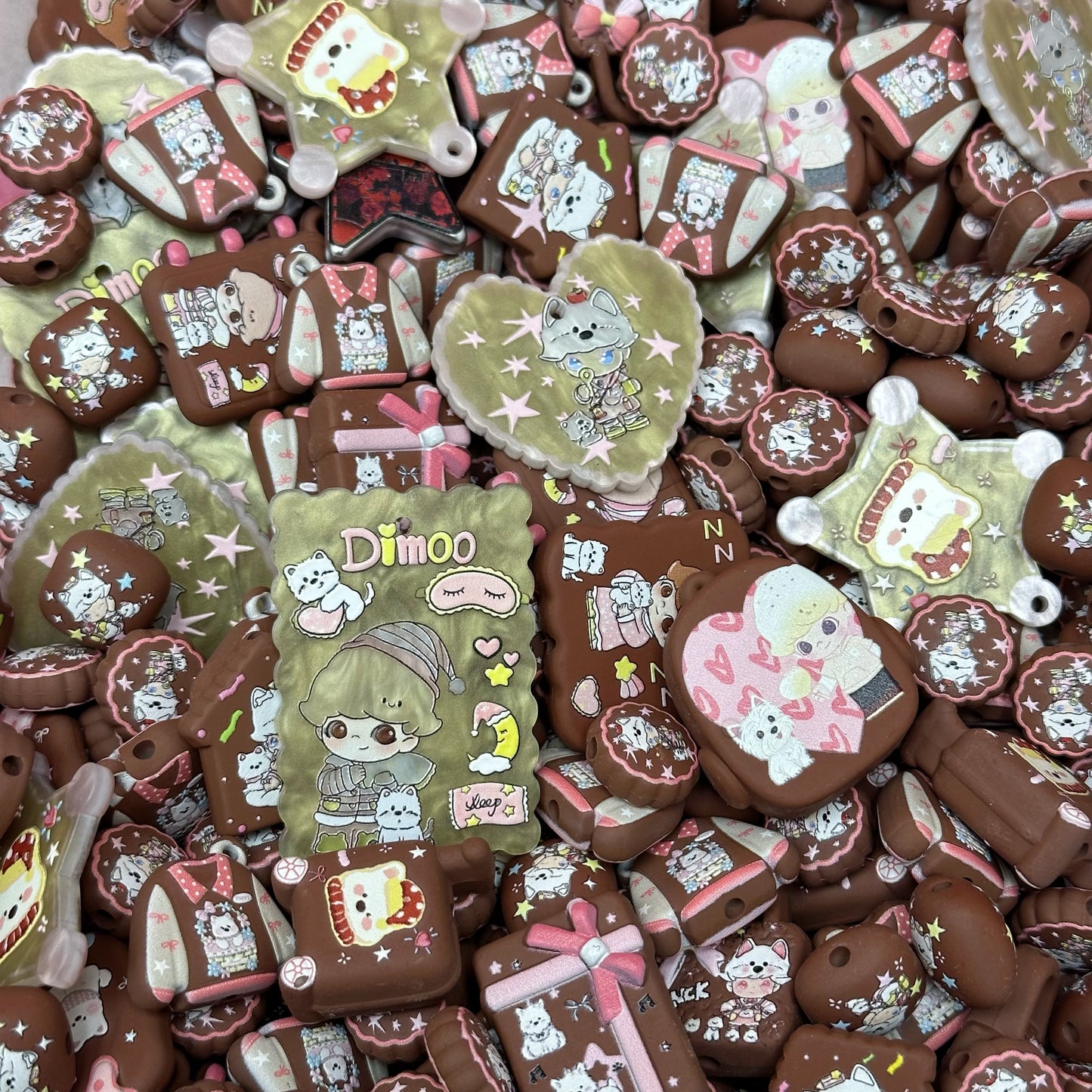 Acrylic beads – Sweet Cocoa Dimoo for beadable pens, keychains, phone chains