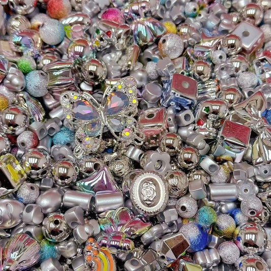 Acrylic beads – Colorful Silver for beadable pens, keychains, phone chains