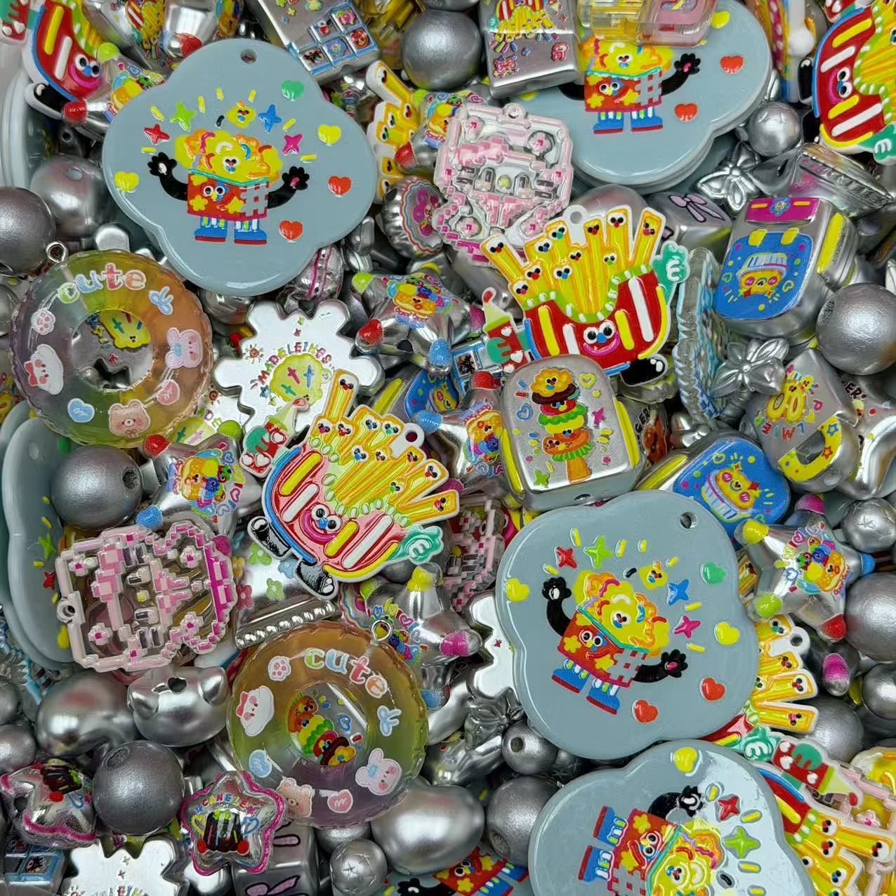 Acrylic beads-Crazy Fries(for phone chains, beadable pens, keychains)