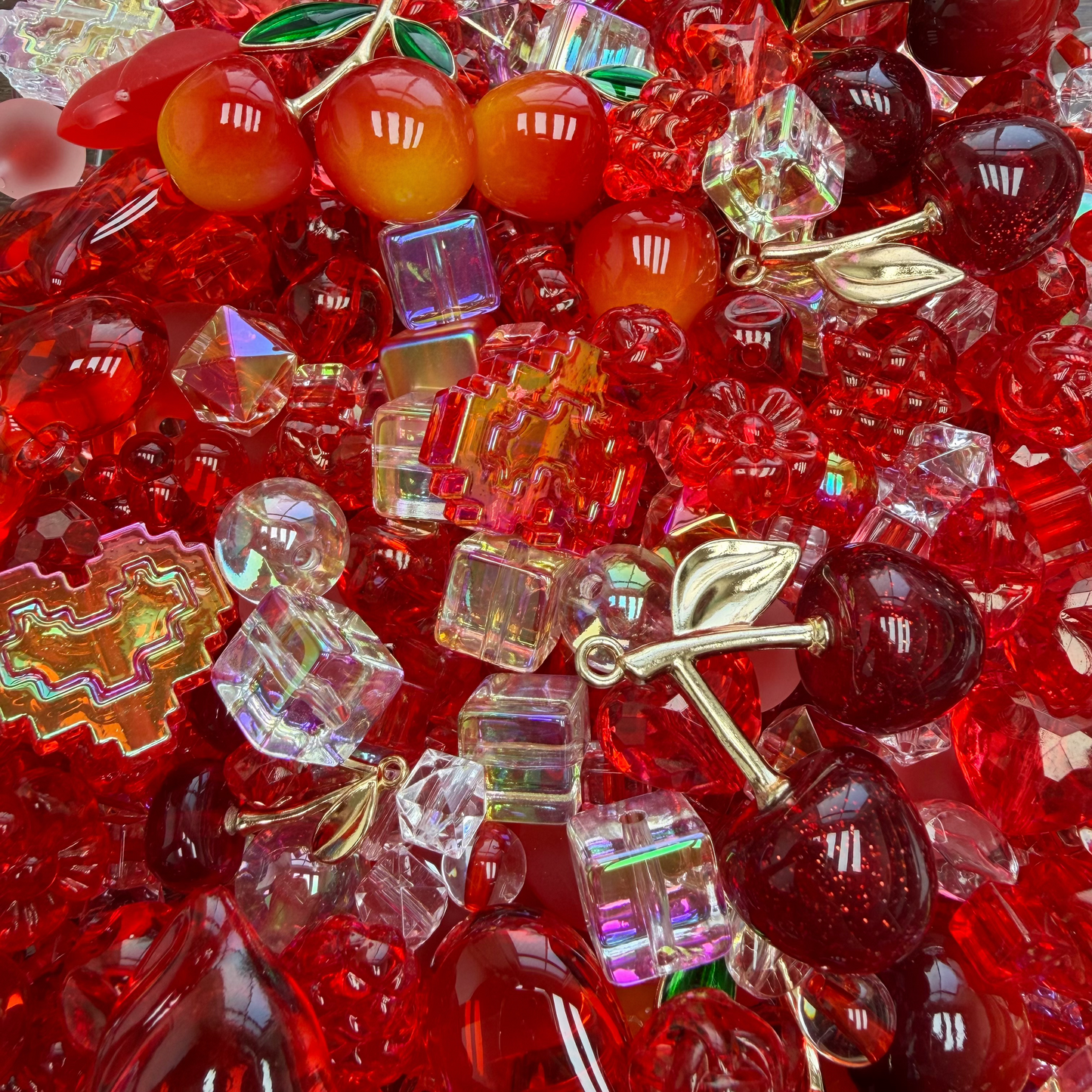 Acrylic beads-Dream Red(for phone chains, beadable pens, keychains)