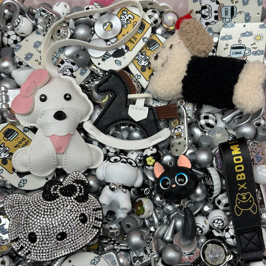 Acrylic beads-Gray Puppy Boom (for beadable pens, keychains, phone chains)