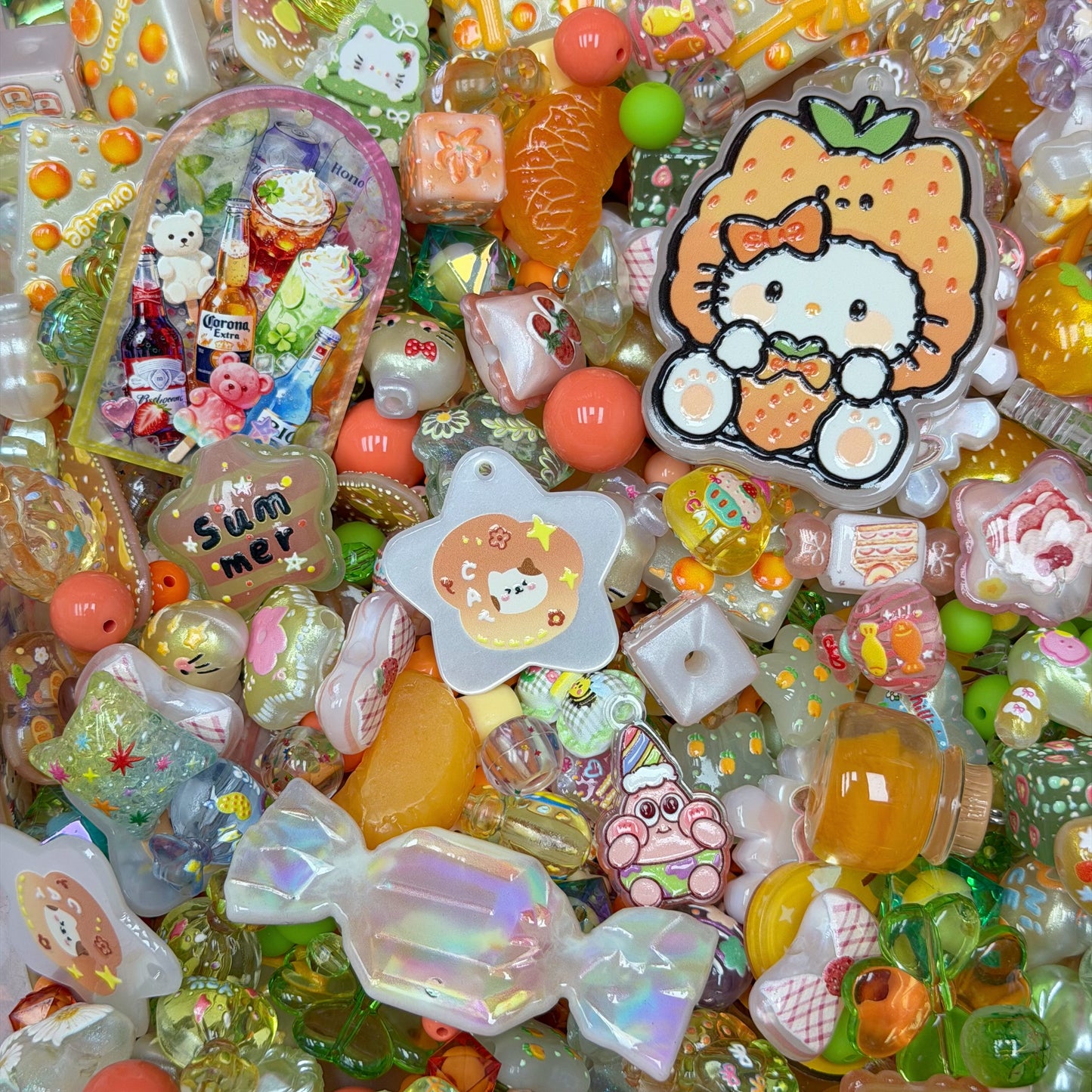 Acrylic beads-Orange Summer(for phone chains, beadable pens, keychains)