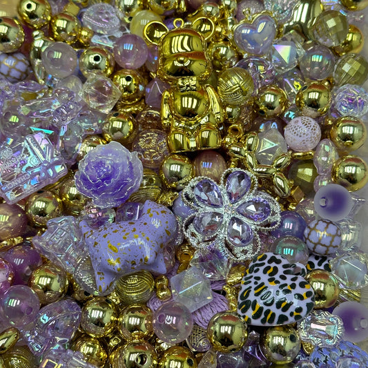 Acrylic beads-Lavender Gold Rush (for beadable pens, keychains, phone chains)