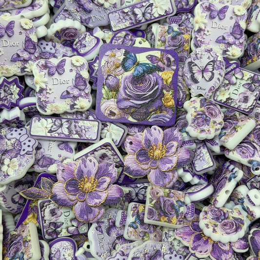 Acrylic beads-Purple Butterfly Blossom Dier(for phone chains, beadable pens, keychains)