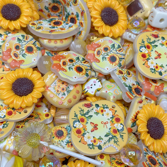 Acrylic beads-Golden Sunflower(for phone chains, beadable pens, keychains)
