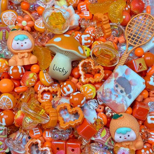 Acrylic beads-Orange Candy Wonderland (for beadable pens, keychains, phone chains)