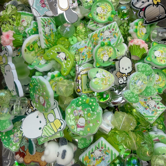 Acrylic beads-Green Pacha(for phone chains, beadable pens, keychains)