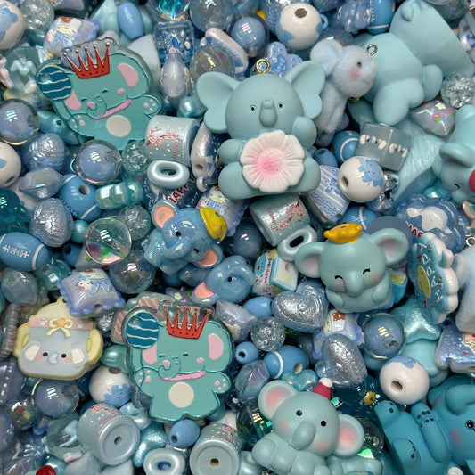 Acrylic beads-Blue Little Elephant (for phone chains, beadable pens, keychains)
