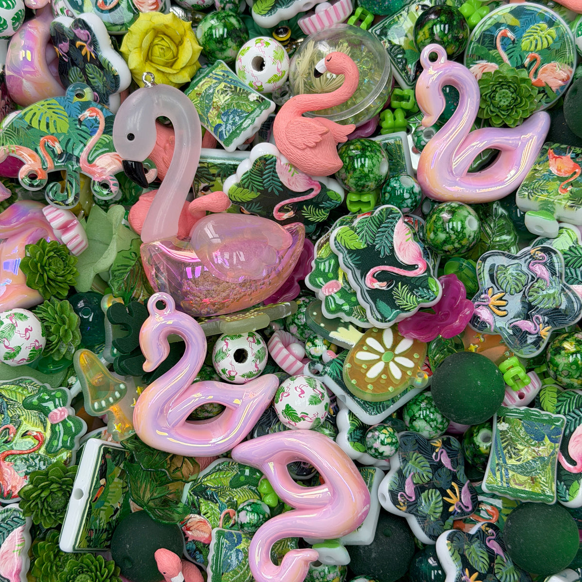 Acrylic beads-Flamingo Paradise(for phone chains, beadable pens, keychains)