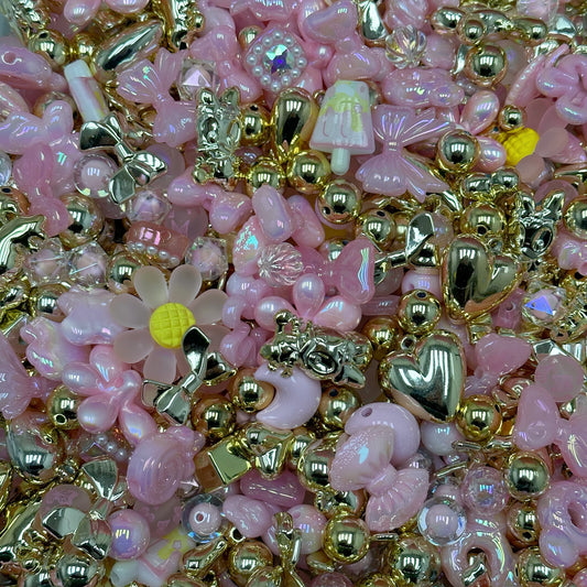 Acrylic beads – Golden Pink  for beadable pens, keychains, phone chains