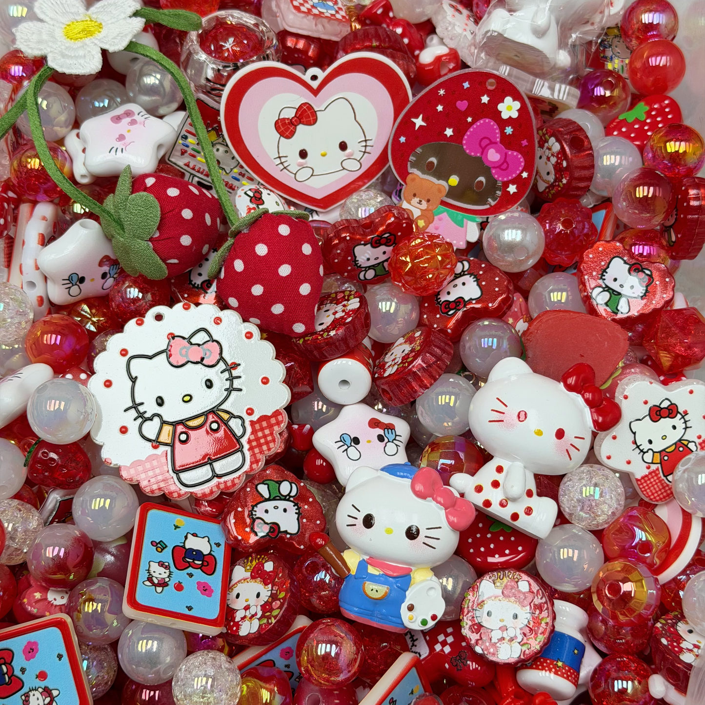 Acrylic beads-Red HK(for phone chains, beadable pens, keychains)