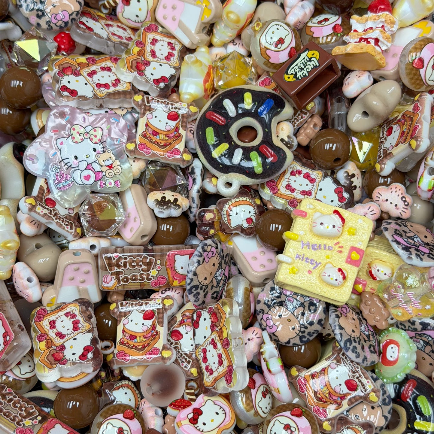 Acrylic beads-Leopard Kitty(for phone chains, beadable pens, keychains)