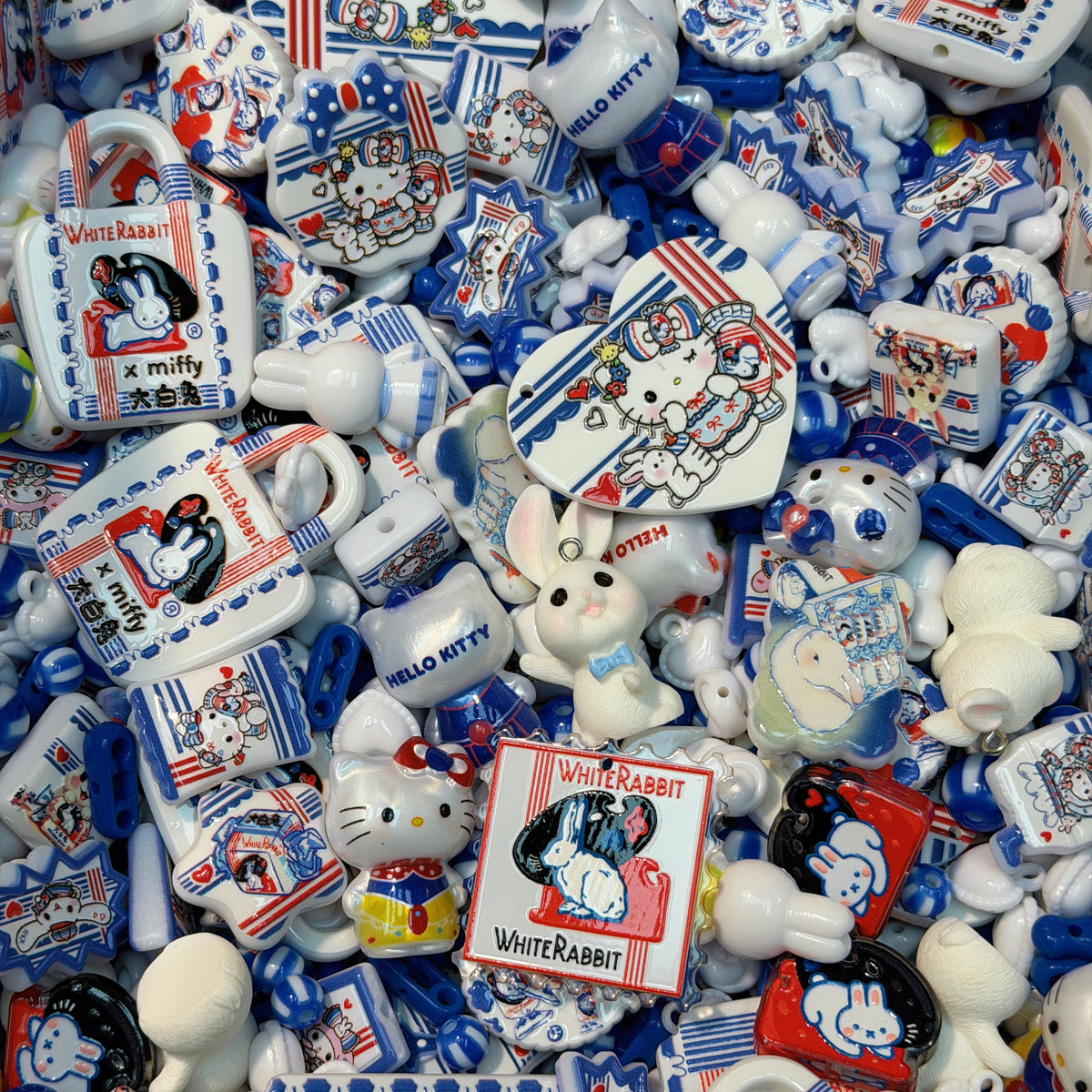 (BOGO) Acrylic beads-Big White Rabbit Kitty(for phone chains, beadable pens, keychains)