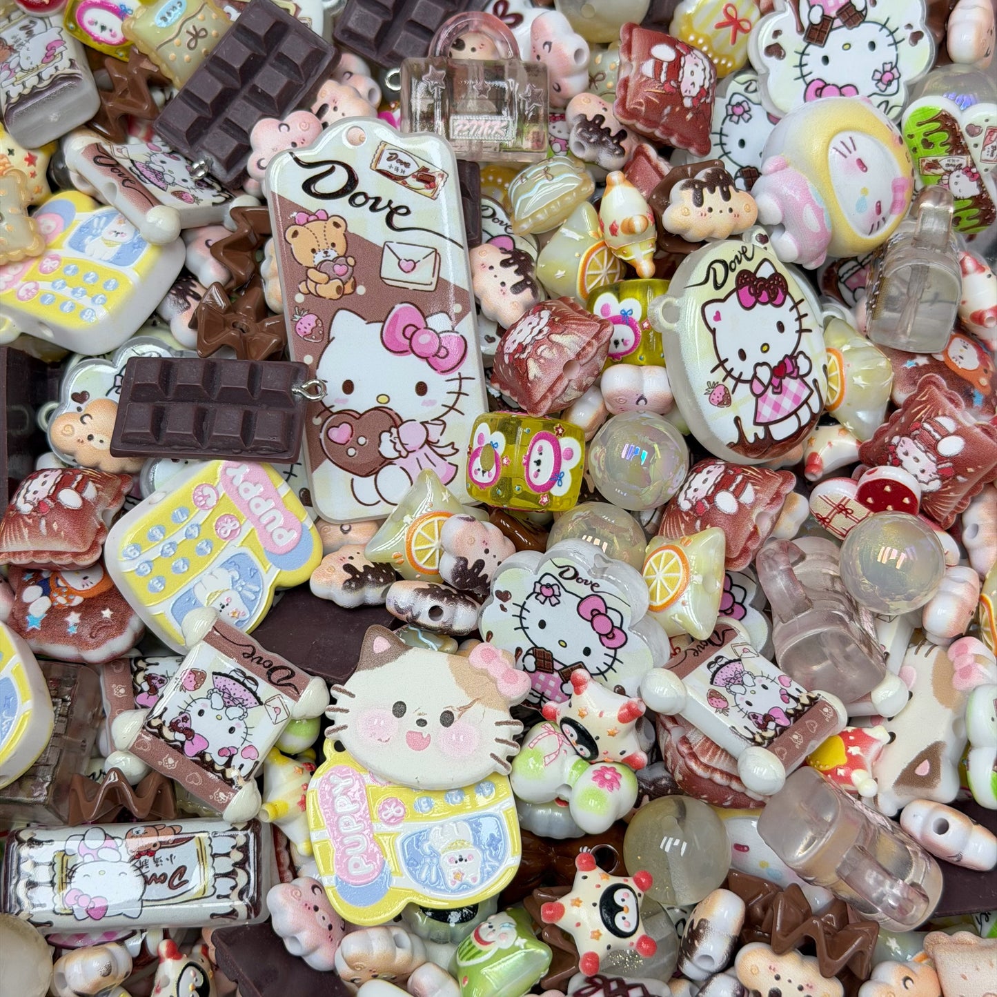 Acrylic beads-Chocolate Kitty(for phone chains, beadable pens, keychains)