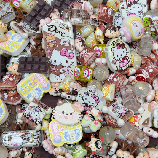 Acrylic beads-Chocolate Kitty(for phone chains, beadable pens, keychains)