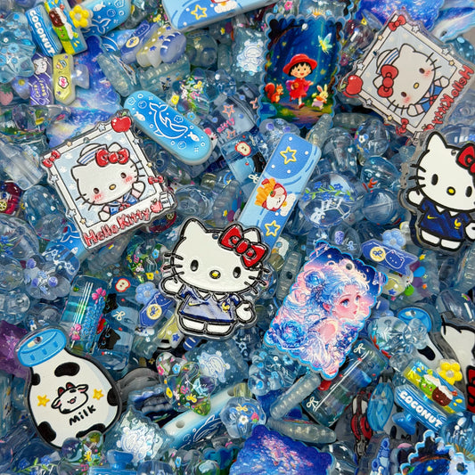 Acrylic beads-Transparent Blue HK(for phone chains, beadable pens, keychains)