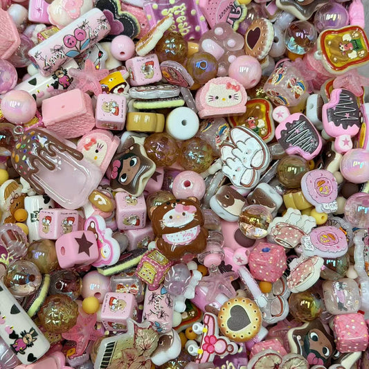 Acrylic beads-Ice Cream Kitty(for phone chains, beadable pens, keychains)
