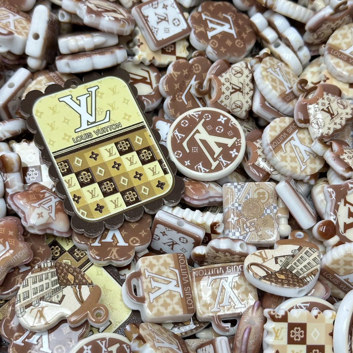 Acrylic beads –  Caramel Vintage Mix for beadable pens, keychains, phone chains