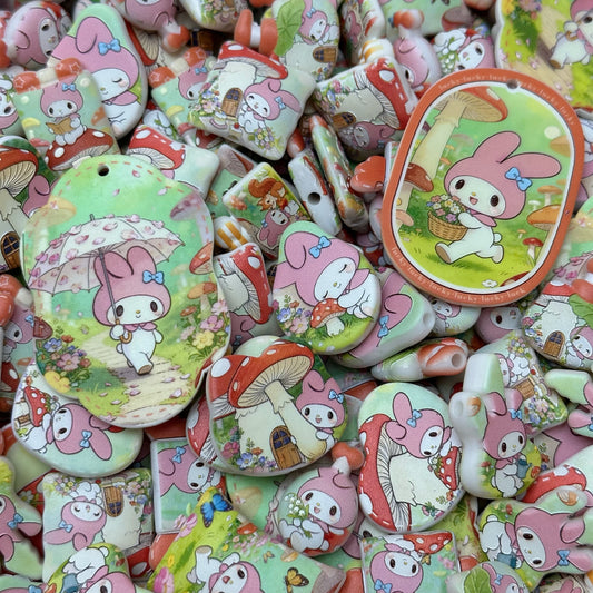 Acrylic beads-Mushroom Melody (for phone chains, beadable pens, keychains)